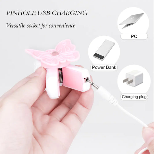 Pink Butterfly Vibrating Nipple Clamps – Adjustable Intensity for Sensual Tease